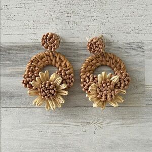 Handcrafted Floral Rattan Earrings